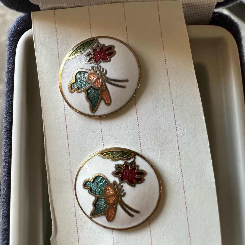 Vintage Chinese Enamel Earrings